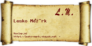 Lesko Márk névjegykártya
